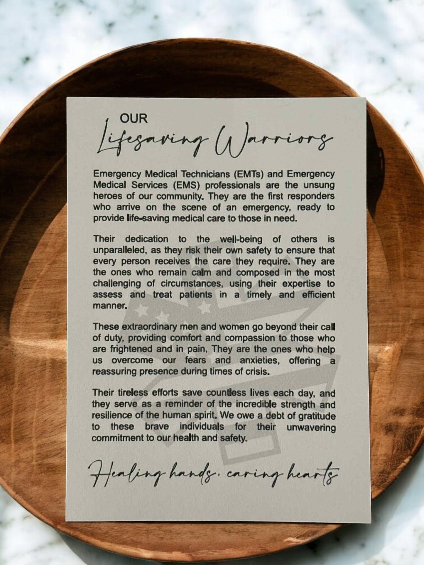 EMS EMT Ornament Story Card