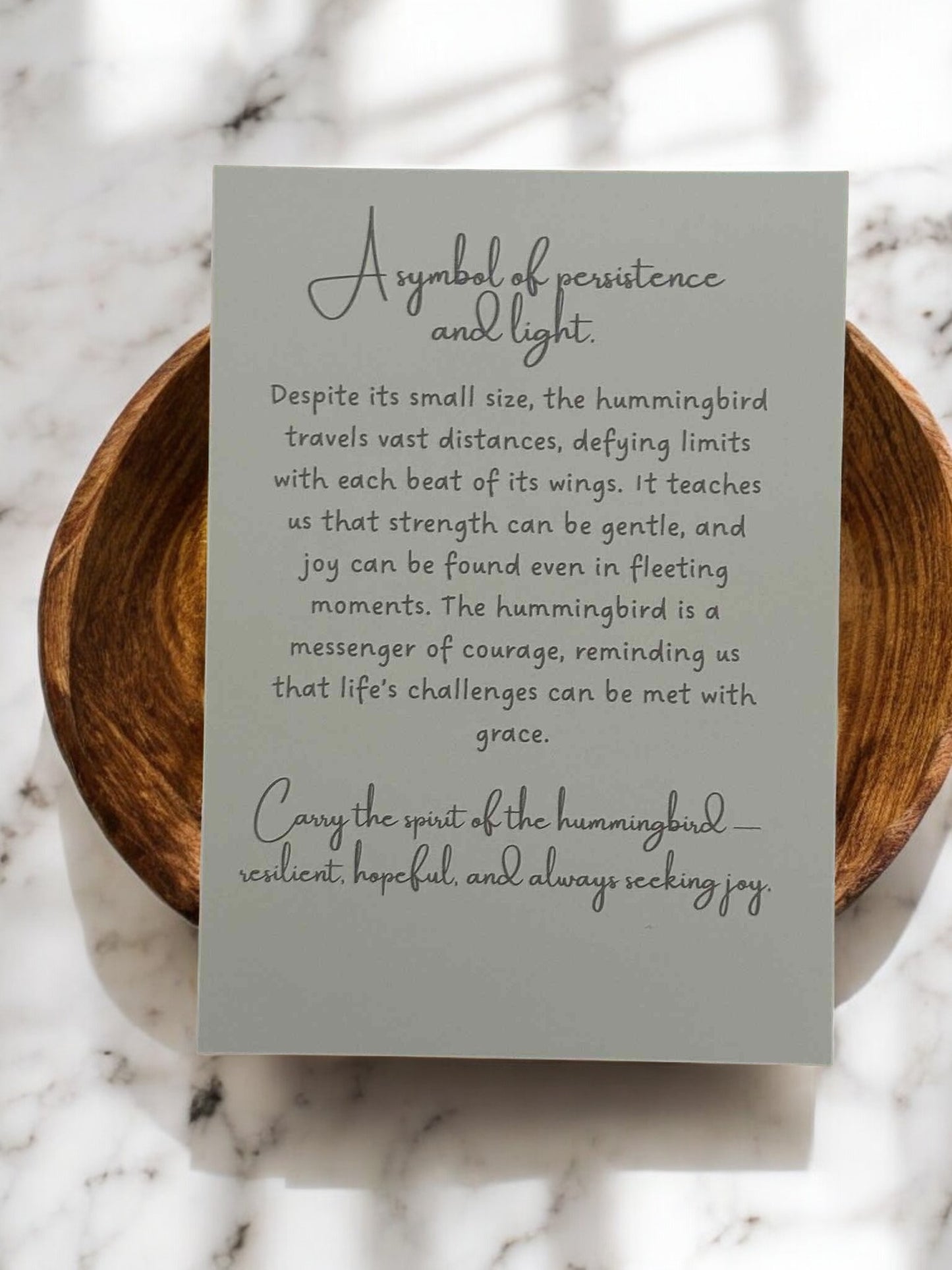 Hummingbird Ornament – Symbol of Persistence and Light with Story Card