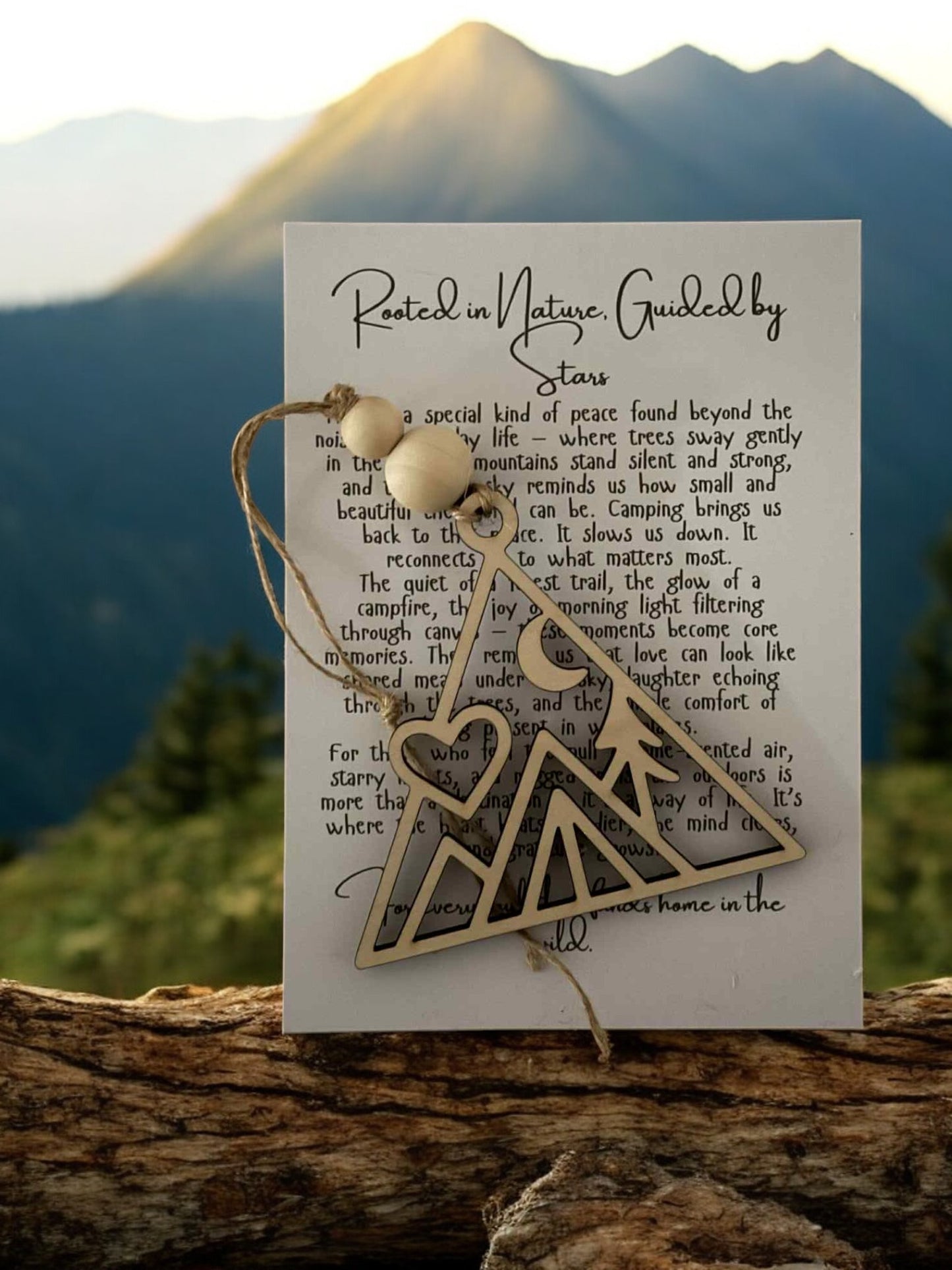 Rooted in Nature Ornament – Personalized Tent Camping Gift with Story Card