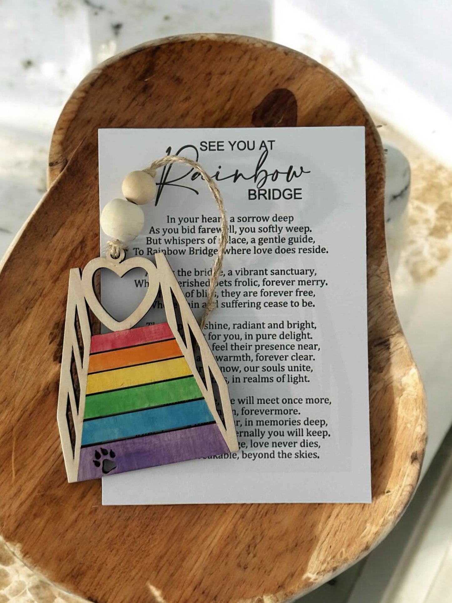 Rainbow Bridge Ornament | See You at Rainbow Bridge Wooden Ornament
