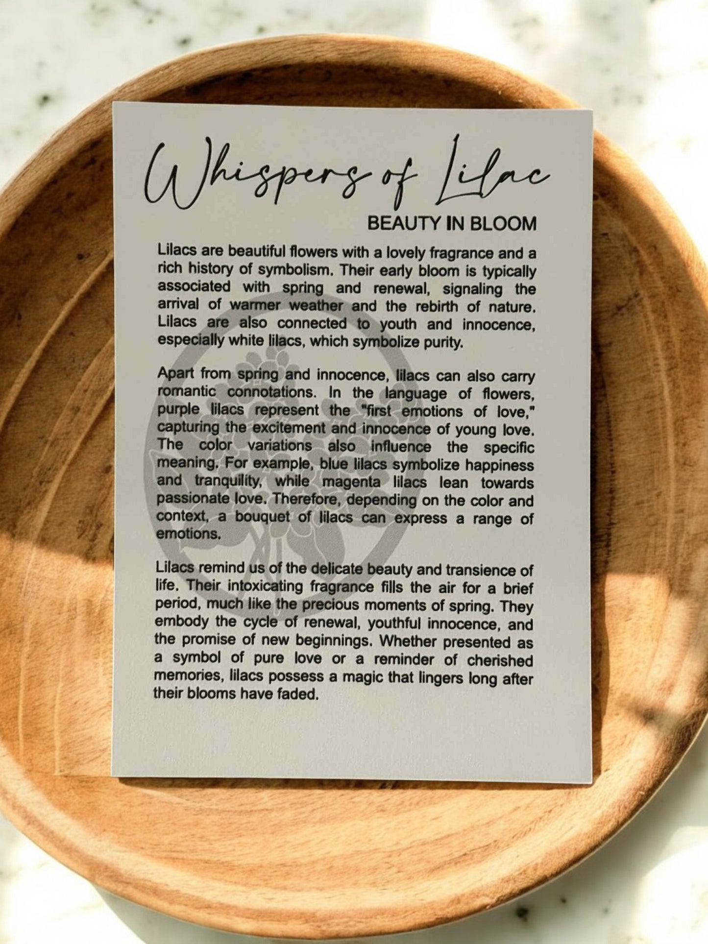 Whispers of Lilac Ornament with Story Card – Floral Gift – Personalized Heart Option – Made in the USA