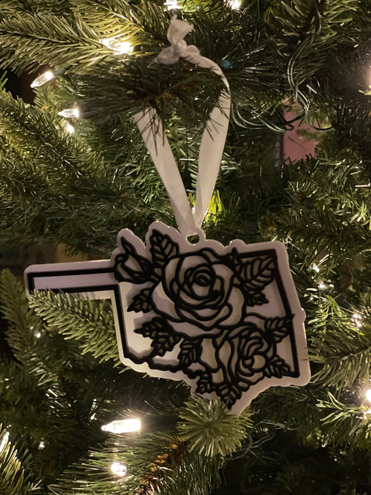 State Pride Floral Ornaments - Washington and Oklahoma Christmas Decor