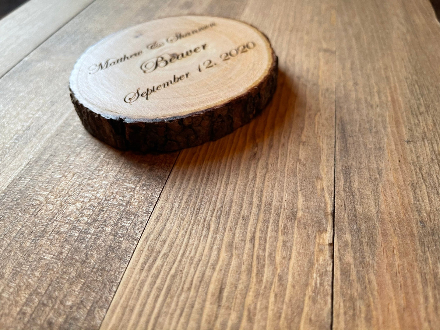 Rustic Wedding Decor Set – Personalized Coasters, Candle Holder, and Guest Favors